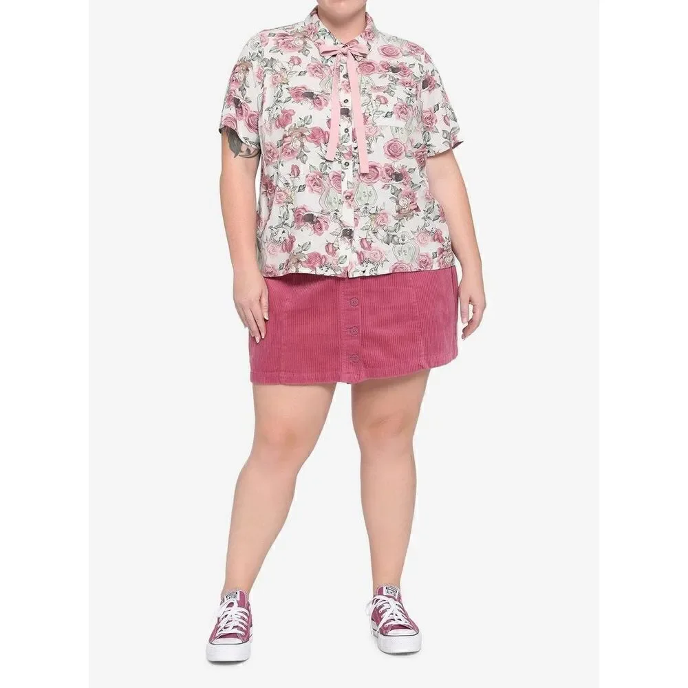 Disney Beauty & The Beast Rose Woven Button-Up Plus Size 4 - Picture 7 of 9